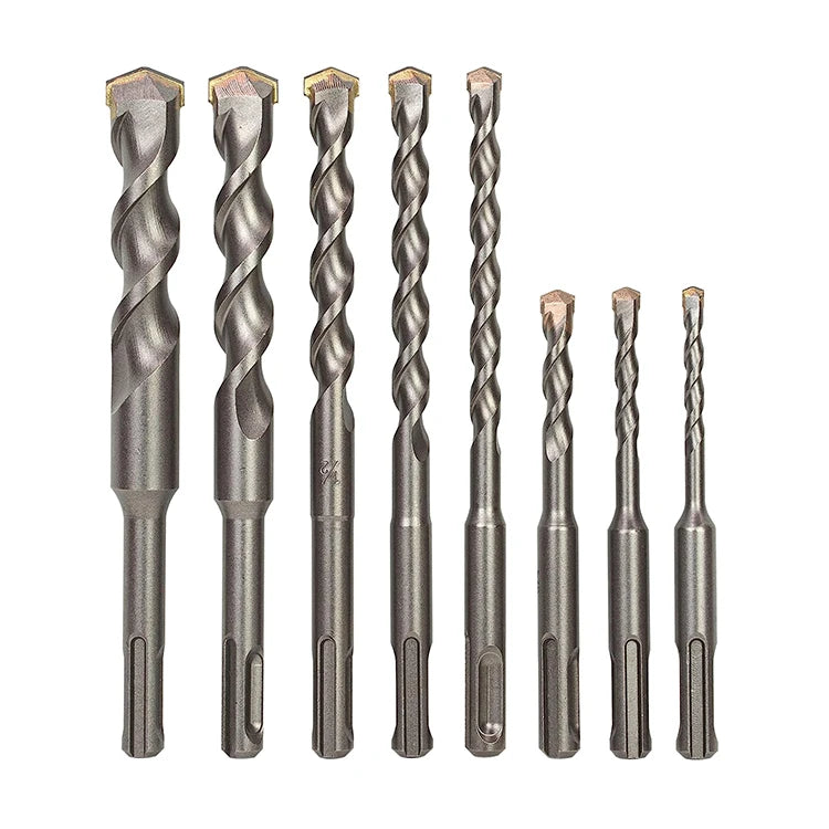 DZ 8 Pcs Steel Rotary Hammer Drill Bits Set 2 Cutting Edges with Carbide Tipped SDS Plus Shank Double Flute Type for Plastic Use
