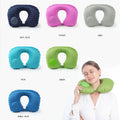 New Fashion Air Filled TPU U Shape Foldable Flocked Auto Press Pump Inflatable Travel Neck Pillow
