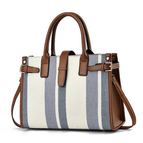 Colorful Tote Trending Female Working Oil Wax Young Fashion Pu Leather Handbag With Big Buckle