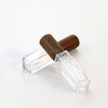 10ML Recyclable Transparent Glass Perfume Spray Bottle with Wooden Cap Rectangle Empty Bottle for Essential Oil Serum Use