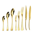 Elegant Heavy Titanium Wedding Silverware Gold Stainless Steel Cutlery Set