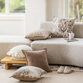 Modern Cushion Cover Jacquard Fabric Cushion Cover Chenille Khaki Pillow Cover