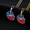La RÃ©union Map Chain Necklaces Stainless Steel Silver 18K Gold Plated La Reunion Island National Flag Pendant Necklace