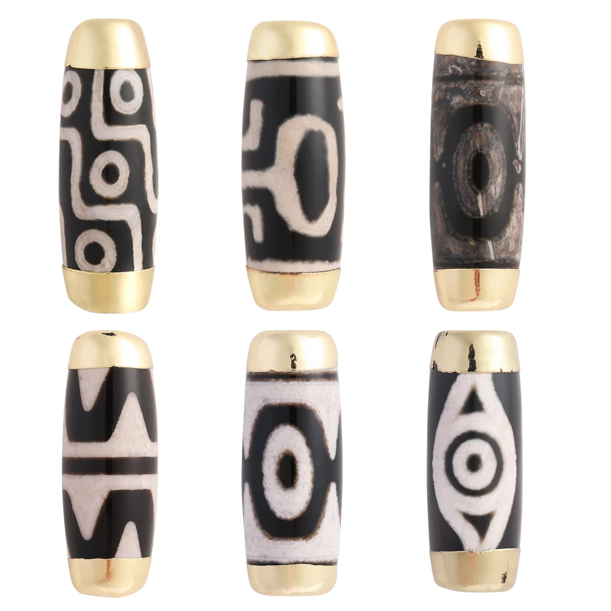 Wholesale Woman Fashion Natural Tibetan Agate Bead Long Shape Dzi Loose Beads for Bracelets Diy Jewelry Making