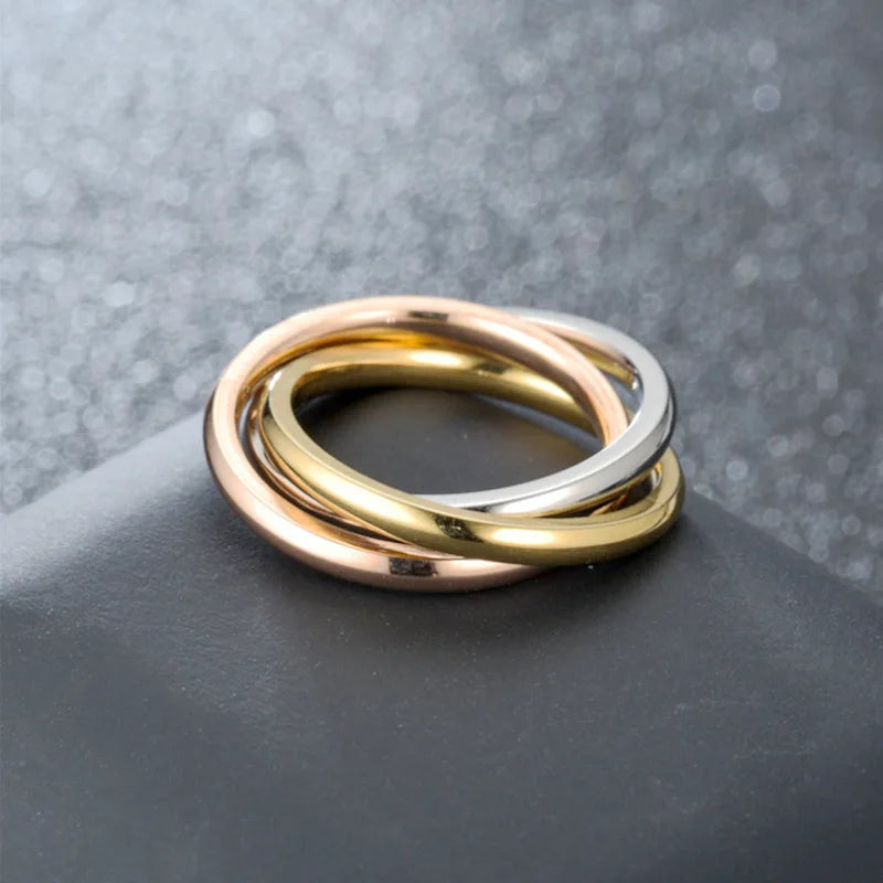 SC Hot Sale Stainless Steel Relieve Anxiety Fidget Rings Wholesale Spinner Three Ring Plain Couple Ring Men to My Son Dauther