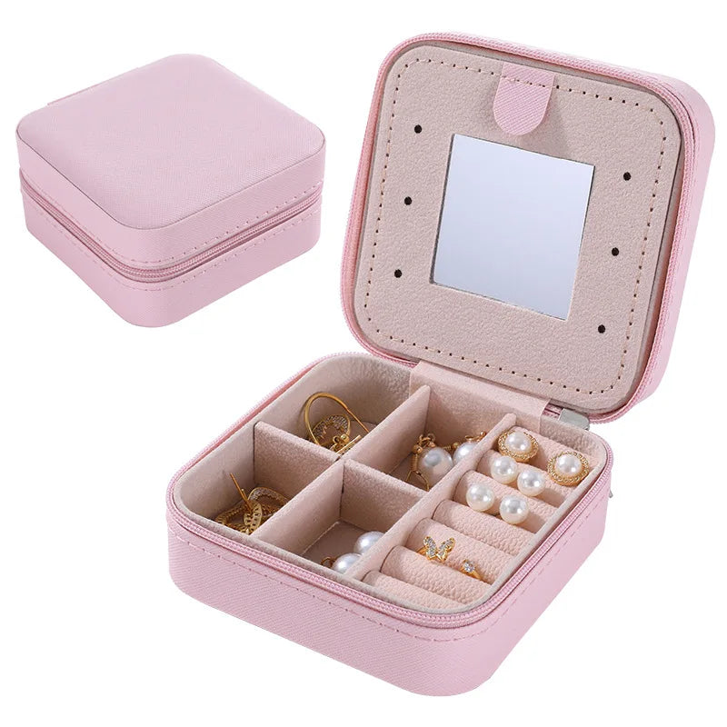 Custom logo Women Girl Earring Ear Stud Portable Jewel Case Jewellery Packaging Gift Boxes Unique Pu Leather Jewelry Box