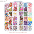12 Girds Nail Art DIY Butterfly Rose Pastoral Nail Dried Flower Christmas Wood Pulp Patch Nail Art Flower Wood