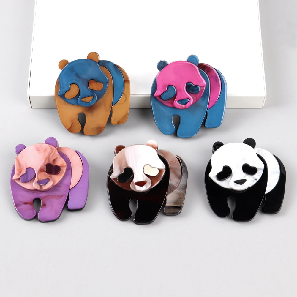 Animal Series Mixed Color Cute Giant Panda Corsage Clothes Decorated Cartoon Pins Color Contrast Designer Acrylic Brooch