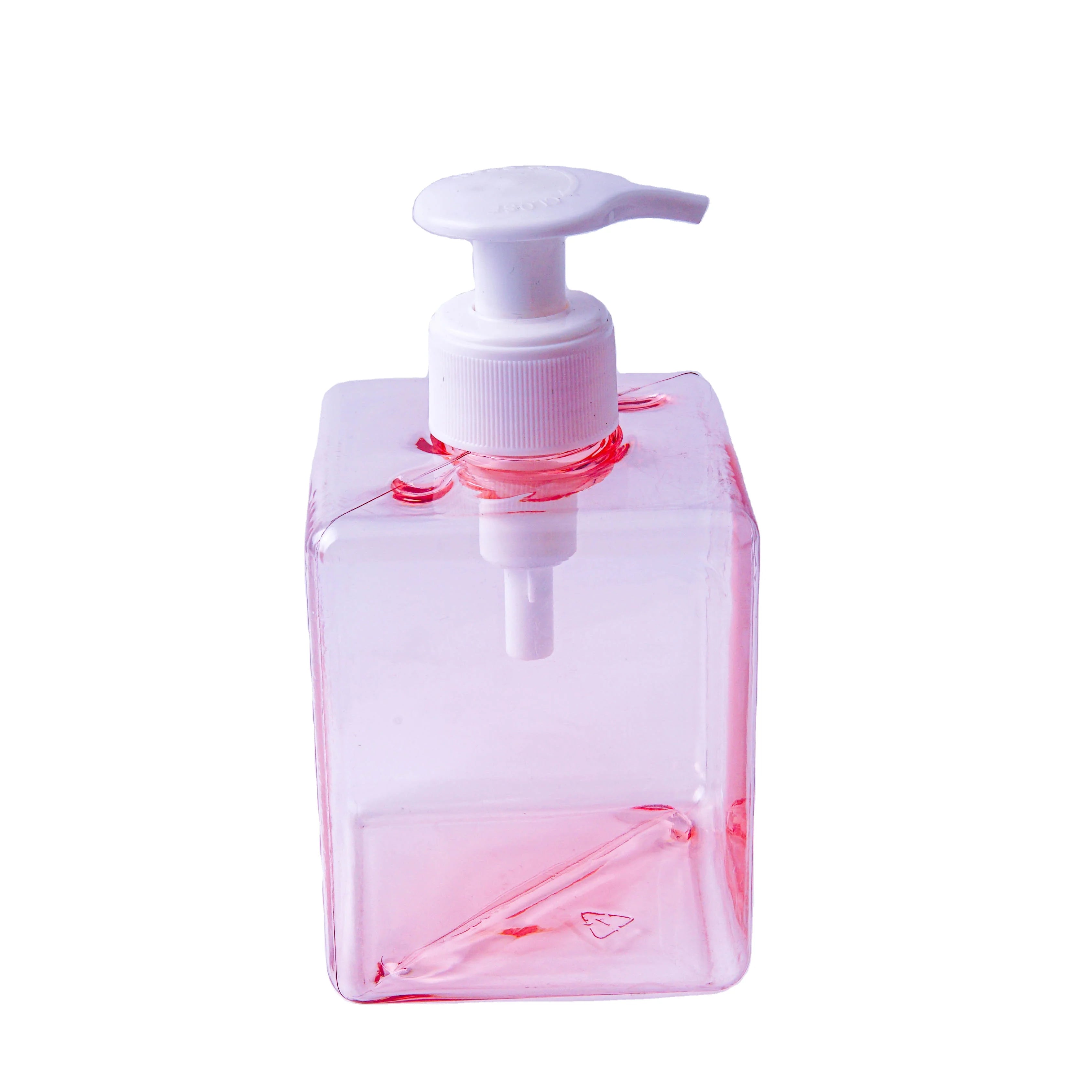 250ml/400ml for Pink PETG Plastic Shampoo Pump Bottle with Square Design Screen Printed for Skincare & Cosmetic Cream