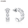 ATTA Hoops Earrings Round Shape 3.5mm D Color VVS Moissanite 925 Sterling Silver Charm Earrings Hoops Gift for Women