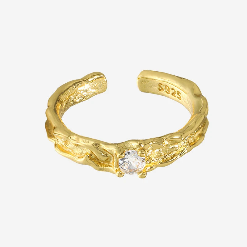 VIANRLA Open Ring Jewelry 925 Silver Zirconia 18k Gold Plated Simple Style Rhodium Plated Personalize Minimalist for Women