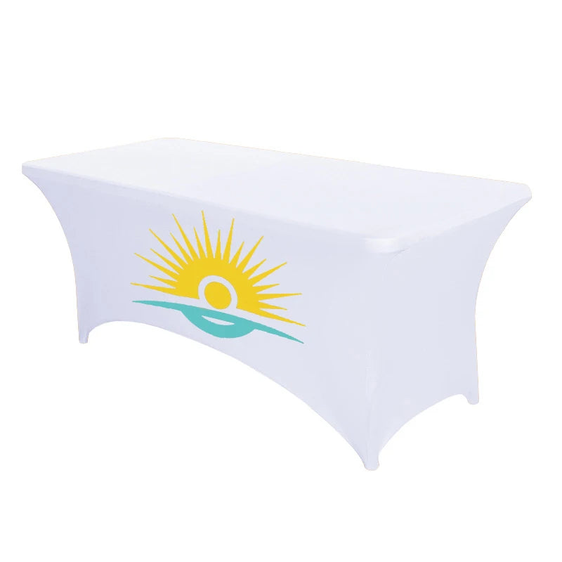 Custom Printed Washable Rectangular Table Tablecloth Stretch Fit for Parties Advertising Trade Events Durable Wrinkle Resistant