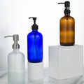 Wholesale Customized Bathroom Hand Soap Dispenser 8oz 16oz 250ml 500ml Black Pump Empty Refillable Shampoo Liquid Glass Bottle