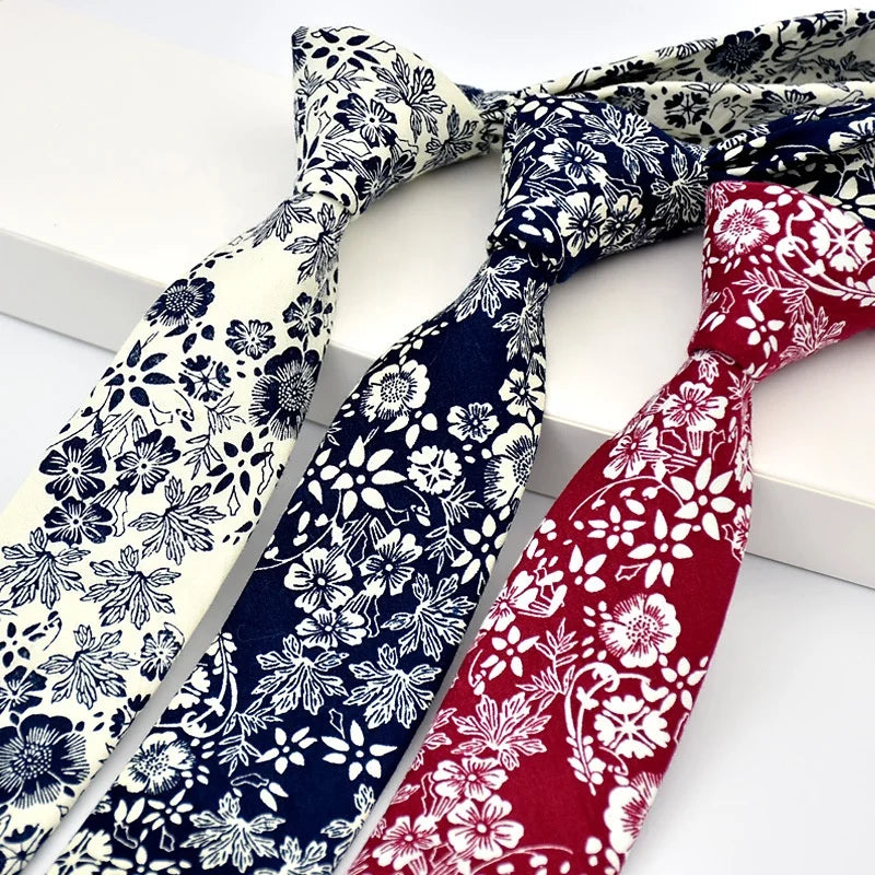 Hot Selling Wholesale Fashion Cotton pink Floral Ties 6cm Neck Tie Wedding Mans Floral Necktie