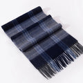 Men's Plaid Wool Scarf Blue Warm Scarf Shawl Winter Thick 100% Wool Scarves