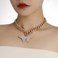 Minimalist Trendy Choker Necklace for Women Unique Exaggerated Butterfly Design Alloy Rhinestone Fashionable butterfly Necklace
