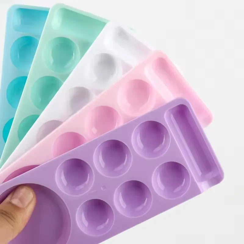 Nail Polish Trays Watercolor Palettes Plastic Paint Tray 8 Holes With Pen Holder White Color Mixing Palette Nails Painting Tools