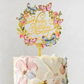 Acrylic Happy Birthday Cake Toppers Flower Printed Numbers for Party Supplies Cake Decorating Accessories for Events