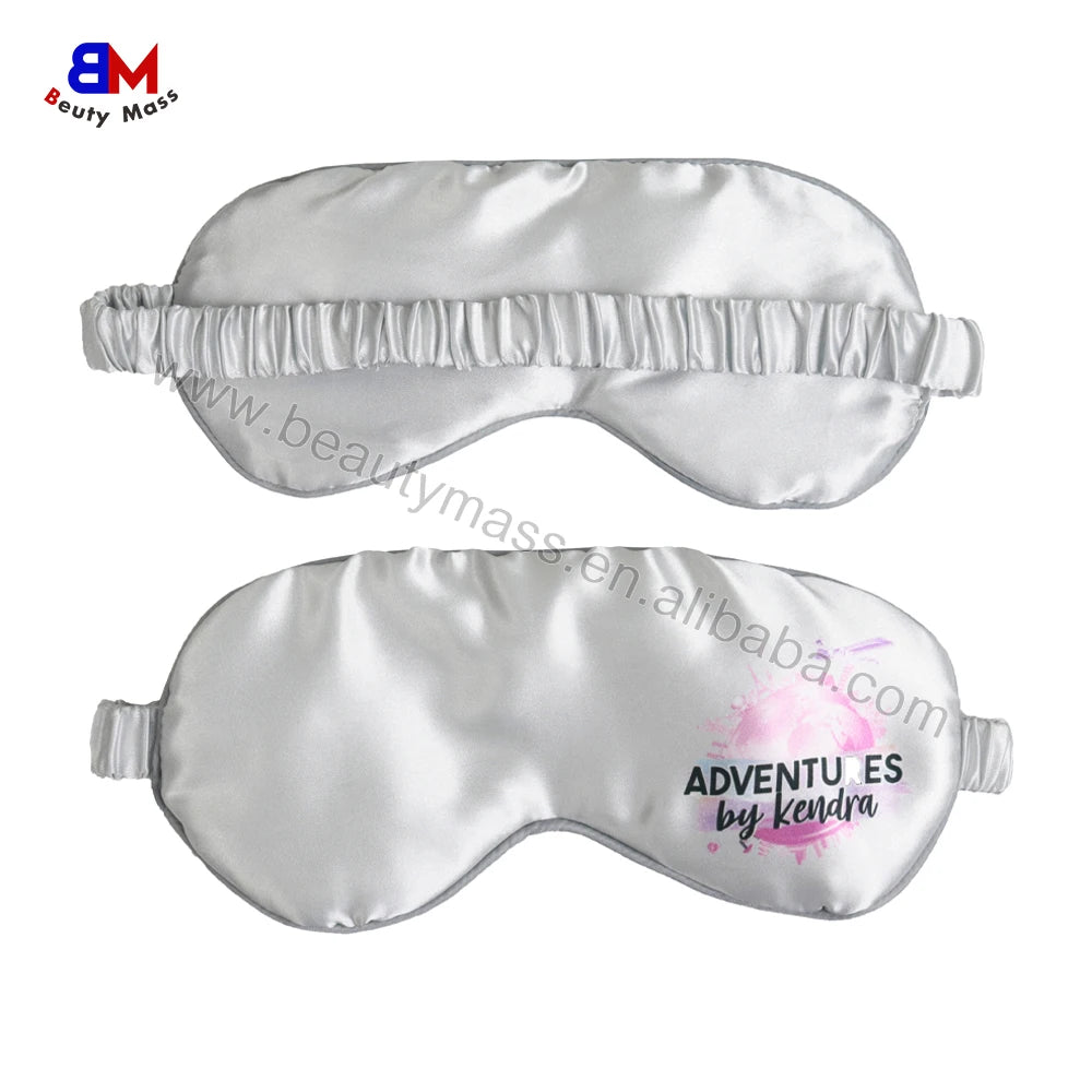 Custom Logo Satin Blindfold Elastic Strap Night Eyeshade Eyes Cover Satin Silk Eye Mask Sleep Mask for Travel