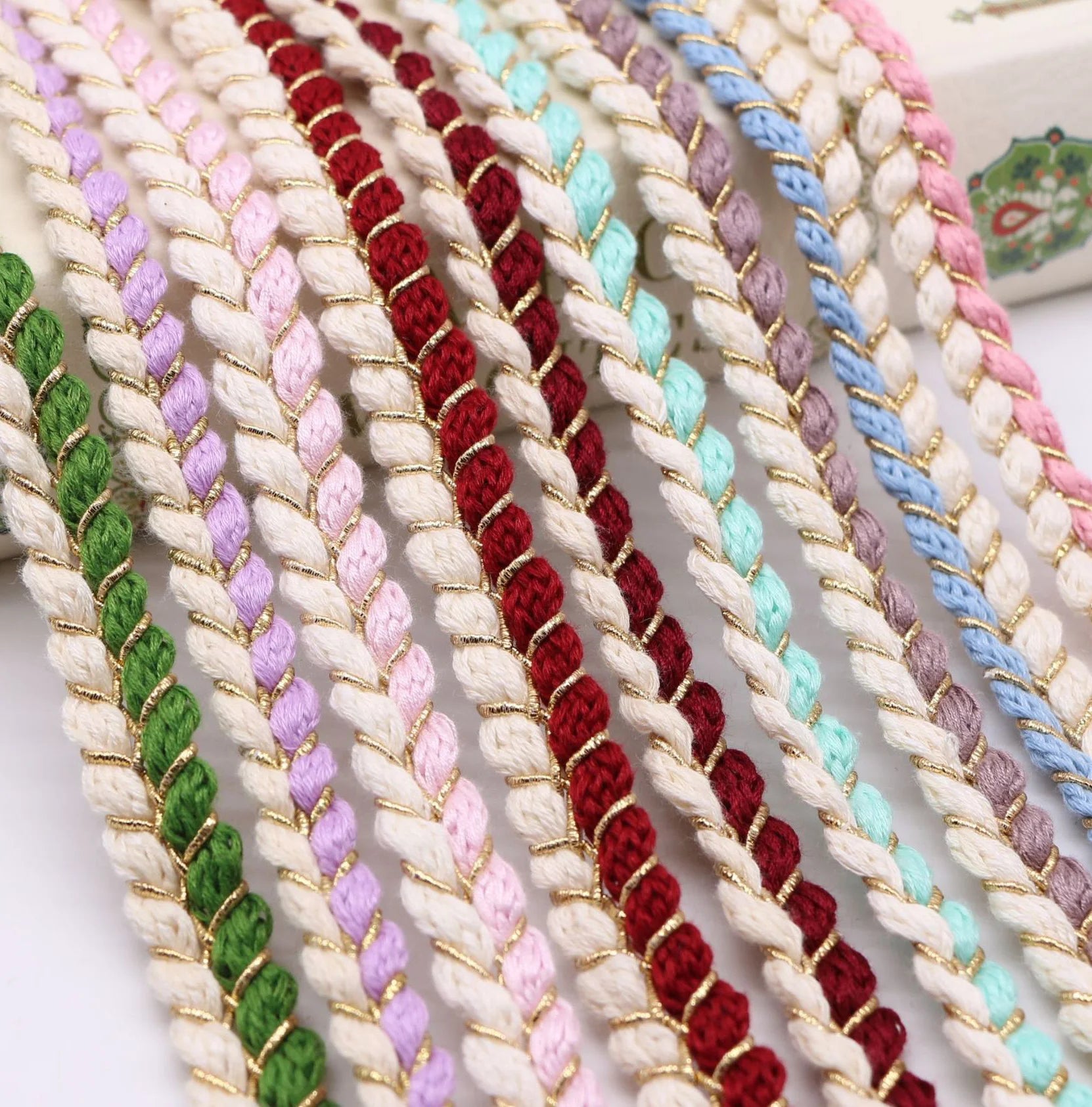 Stock Lurex Cotton Braided Ribbon Trim for Clothing Garment Accessories Braided Lace Ribbon