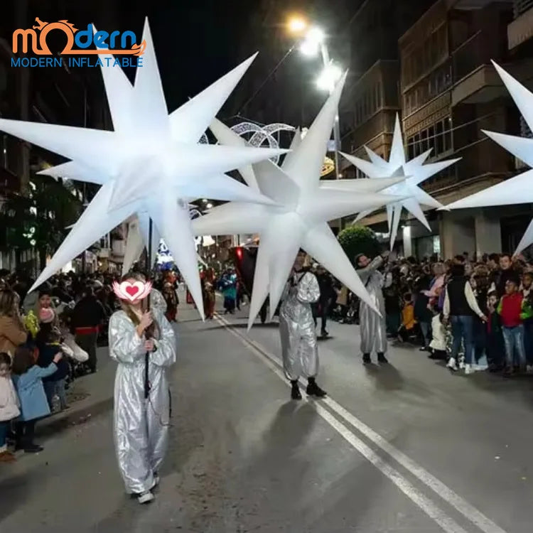 Christmas Nativity Scene White Inflatable Star Costume with Pole RGB LED Lights 2.5m/3m Sizes 8-10ft Inflated