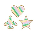 Rainbow Chenille Embroidery Glitter Self Adhesive Patches Airplane Heart Stars Patch