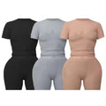 Ready to Ship Products Women's Ribbed T-shirt Shorts Lounge Wear 2 Two Piece Set for Women Clothing Summer Loungewear Pajamas