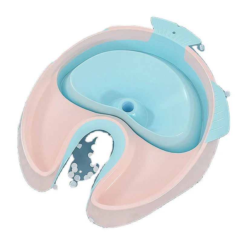 Salon PP Plastic Adjustable Foldable Eco-Friendly Modern Round Hair Washing Basin Gold Finish Portable Shampoo Basin 42CM QINLAN