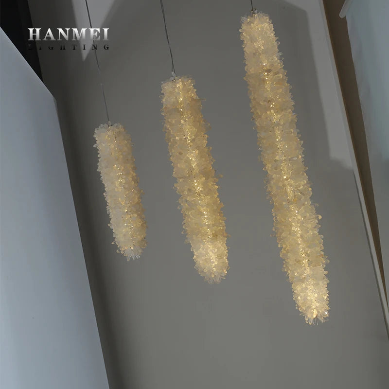 Rod Stick Quartz Crystal Chandelier Home Decoration Luxury Rock Lamp Raw Quartz Chandelier for Dining Room Table