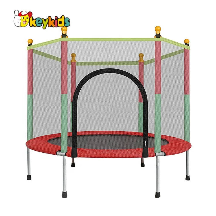 New Arrival Garden Playground Kids Trampoline with Safety Net Eco-friendly Paint Solid Wood Frame Plastic Components M01A001 MegaBDM