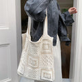 Chic Women's Large Capacity Shoulder Bag Solid Color Knitted Crochet Tote Custom Logo Open Closure for Spring Summer Autumn