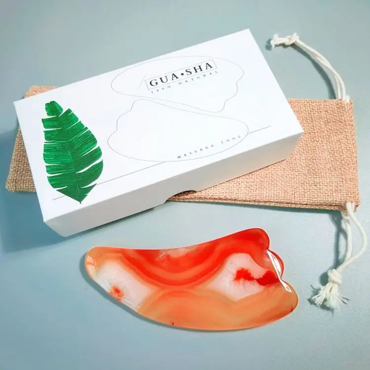 2026 Hot Sales Bian Stone Nephrite Guasha Scraping Massage Green Jade Red Agate Gua Sha Set