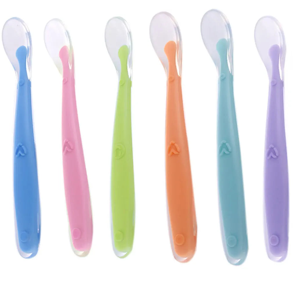 Baby Feeding Spoons Dishes Tableware for Children Flatware Cutlery Spoon Silicone Tools for Patch Work Lot Soup Ladle