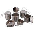 99.96% Pure Titanium Camping Pot Set Outdoor Portable Camping Kitchen Set Saute Pans&Soup Pot Combo Titanium Camping Cookware