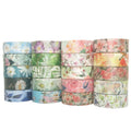 Creative Decorative Water Activated Masking Washi Tape Set with Flowers Design 20 & 40 Rolls Big Box for DIY Projects