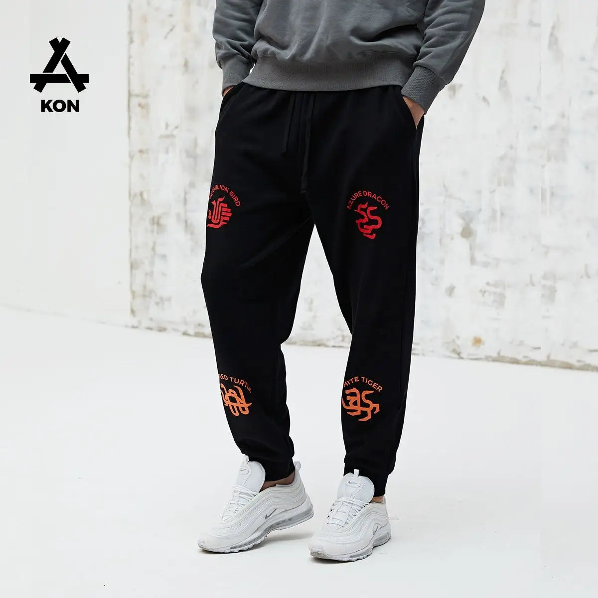 Autumn New 100% Cotton Regular Fit Casual Pants Trend Black Bodypants Fashion Brand Mid Rise Sports Pants Handsome Ins