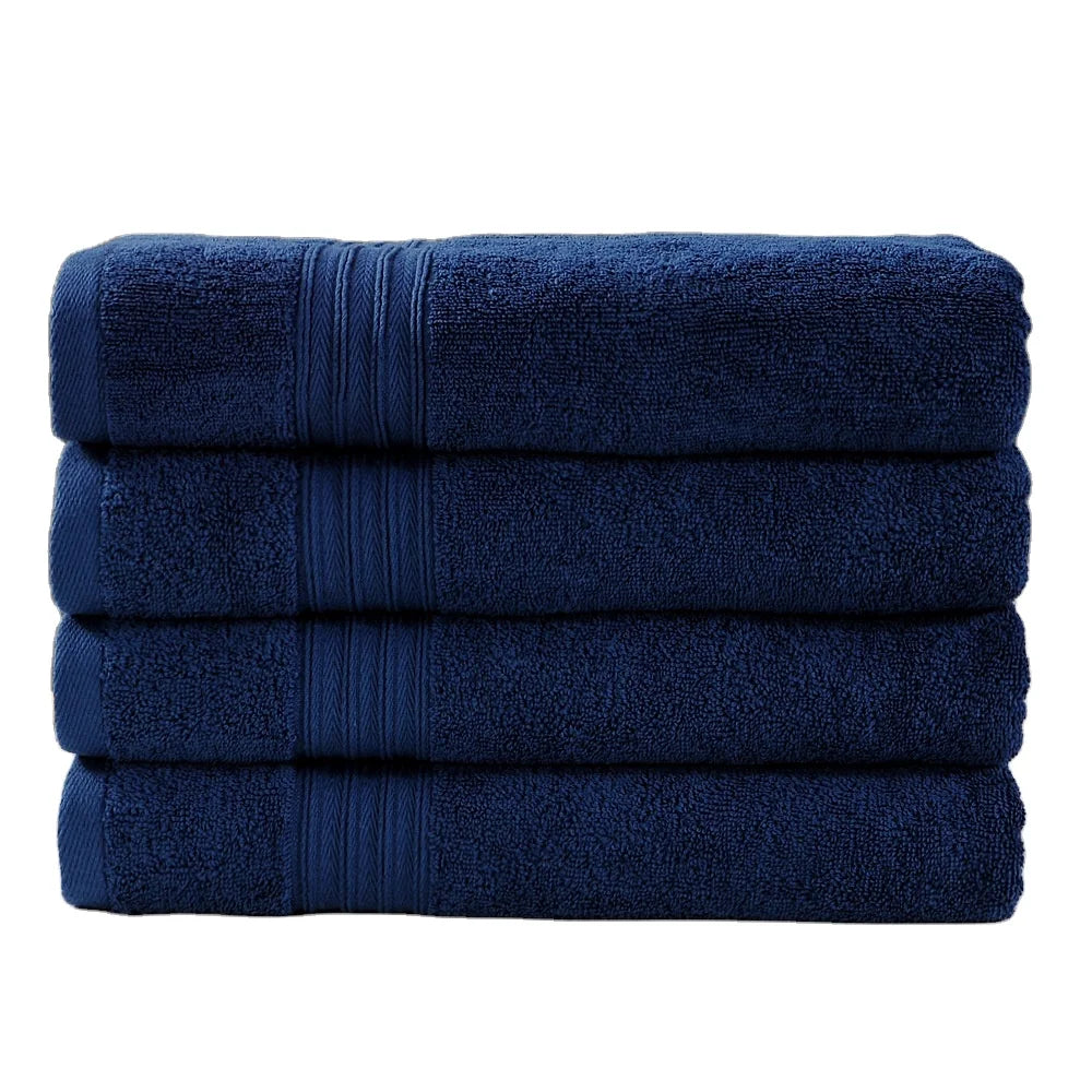 Direct Factory Sale 's Pure Cotton 70*135 Navy Blue Hotel Bath Towel for Adults Woven Technique Discontinued Foreign