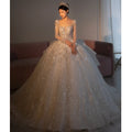 S0012H 2026 New Heavy Industry Trailing Long-sleeved Retro High-end Texture With Diamond Noble Fashion Main Wedding Dress