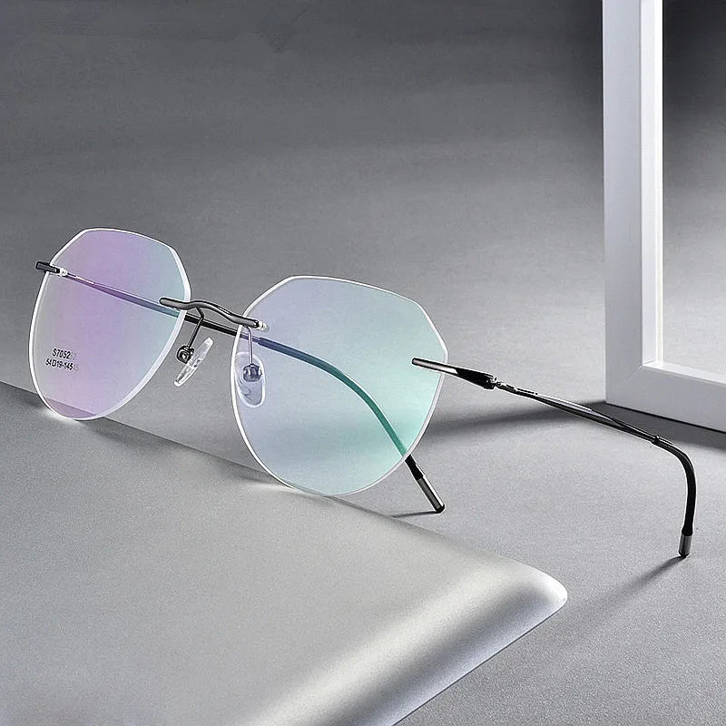 Wholesale Ultralight Titanium Alloy Rimless Glasses Frame Square Myopia Prescription Eyeglasses Frames Men Women