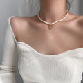 White Pearl Bead Love Heart Necklace Heart Pendant Necklace With Crisscross and Lace for Lover