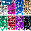 OLeeya Metallic Colors Glass Rhinestones Flat Back Non Hotfix Rhinestones for Jewelry