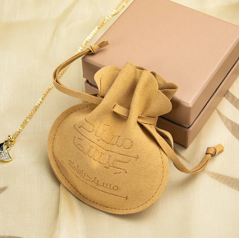 Custom Printed logo Luxury Microfiber Necklace Jewelry Bag Rosary Bag