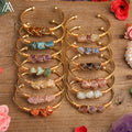 Gold Plated Bangle Women Jewelry Healing Crystal Wire Wrapped Cuff Bracelet Wholesale