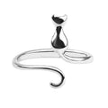 925 Sterling Silver Female Mouth Korean Cat Moon Cat Ring Index Finger Jewelry Tail Ring Simple Personality
