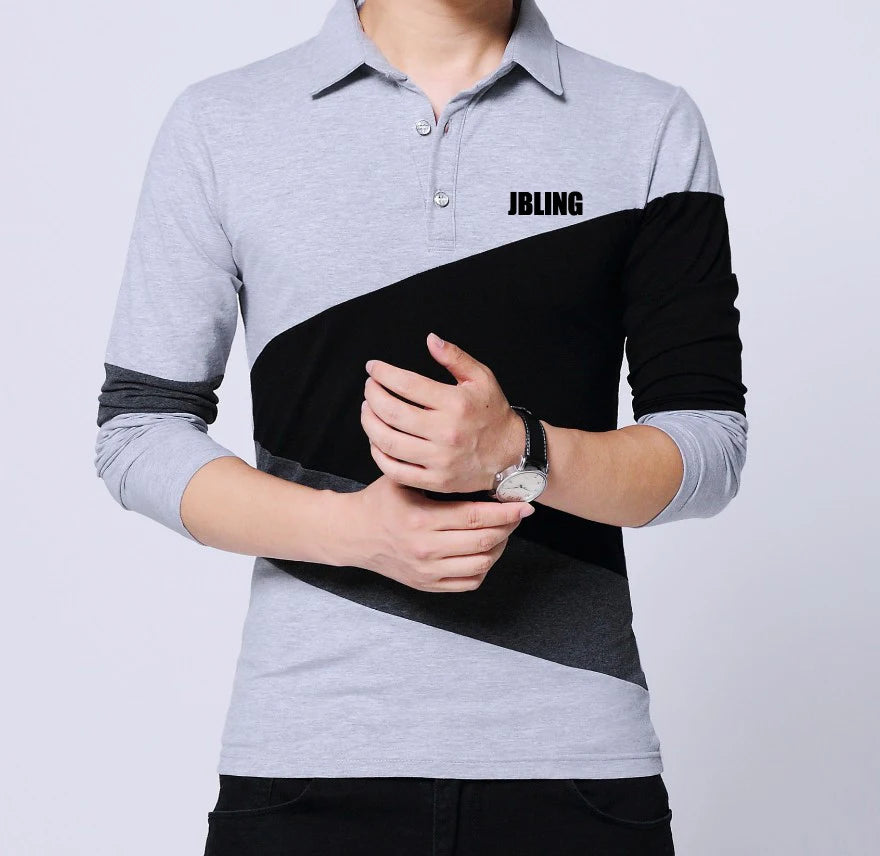 Custom 100% Cotton Patch Splicing Embroidery Men's Polo Shirt