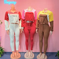 2025 Fall Winter Women Clothes Set Color Block 2 Piece Sets Outfit Women Long Sleeve Zip Sweatshirts + Leggings Suits