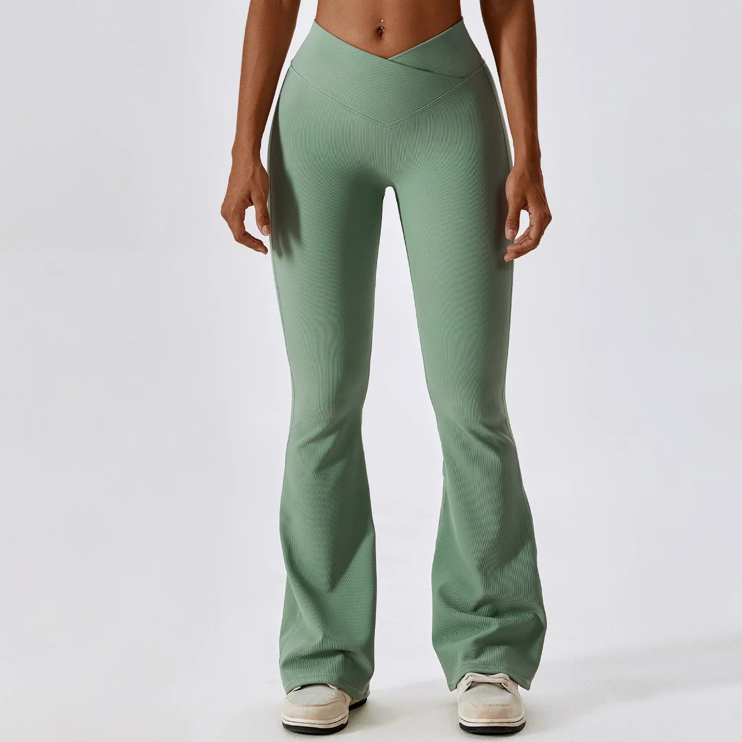 In Stock Skin Friendly Yoga Pants V-shaped Crossed High Waist Hip Lifting Sports Leggings