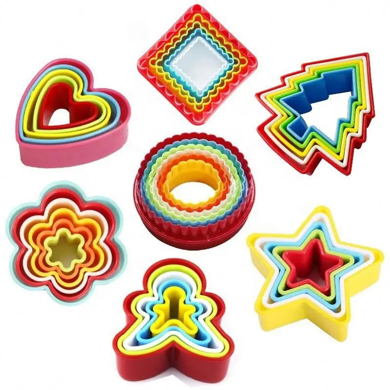 5Pcs Biscuit Mould Cookies Cutter Molds Plastic Cake Mould Plunger Forms for Cookies Cake Decorating DIY Baking Kitchen Tools