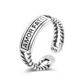 Vintage Sterling Silver Fate Love Ring Latin Engraved Amor FATI Open Cuff Band Ring Adjustable Size 4.5-6.5 Women Men