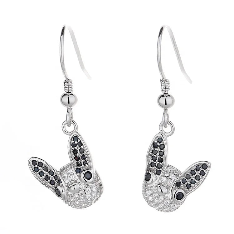 Pure Silver 925 Cute Doggy Dangle Earrings with Hook Ear Jewelry for Women and Kids